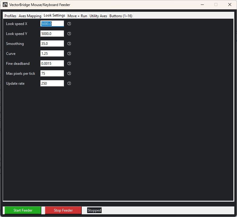 Feeder mouse look tuning for FPS games